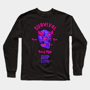 Survival Horned Neon Skull Long Sleeve T-Shirt